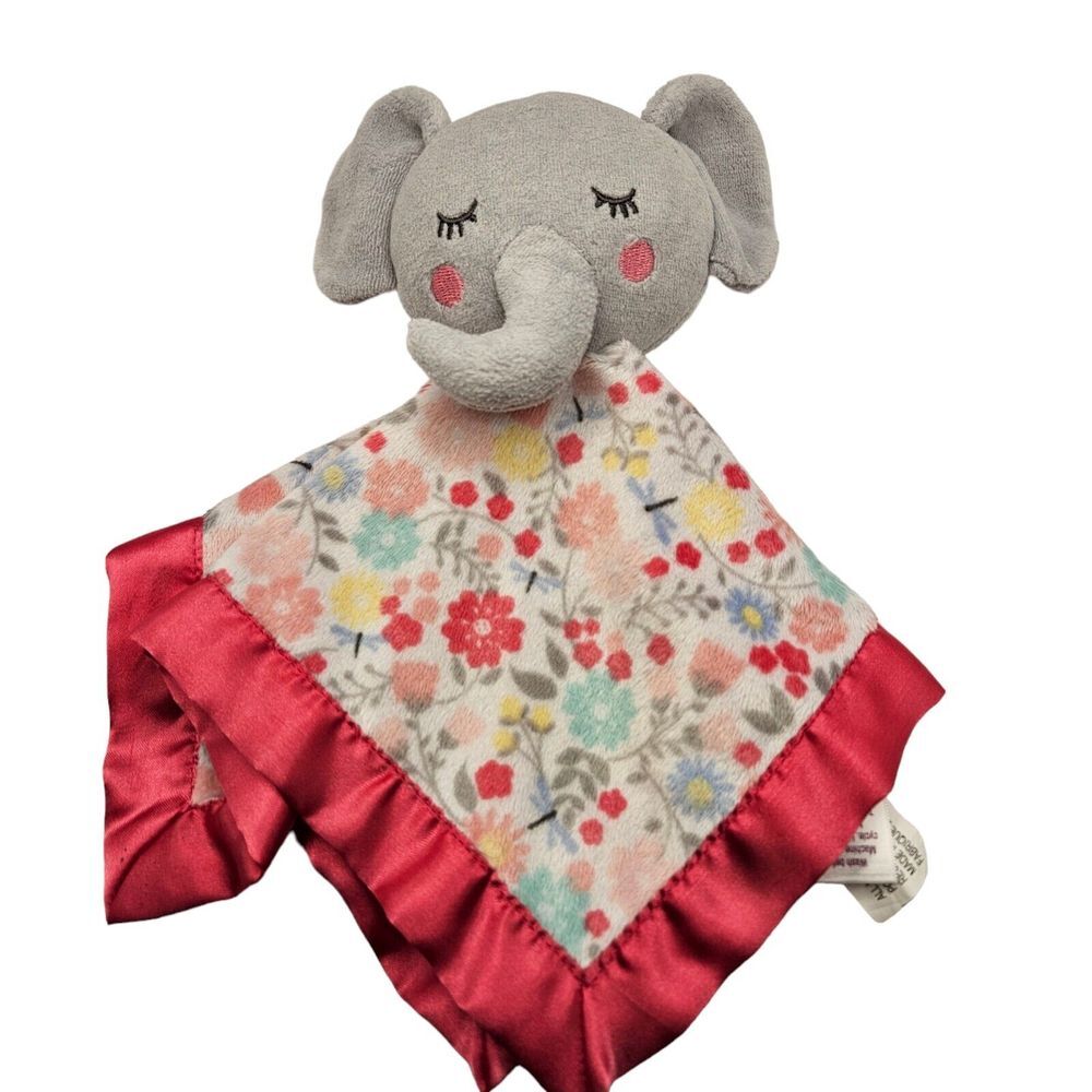 Parent's Choice Pink Floral Elephant Security Blanket‎ Baby Lovey Plush BB12